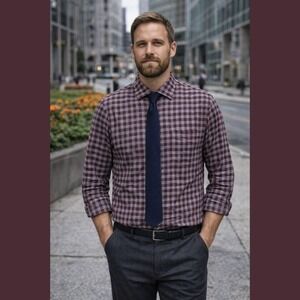 Bonobos Men's Medium Slim Fit Everyday Lightweight Flannel Shirt Long Sleeve